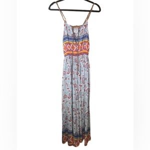 L'ATISTE By Amy Colorful Paisley And Geometric Pattern Boho Rayon Jumpsuit
